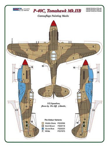 AML M33014 Curtiss P-40C Tomahawk Mk.IIB Camouflage Masks 1:32