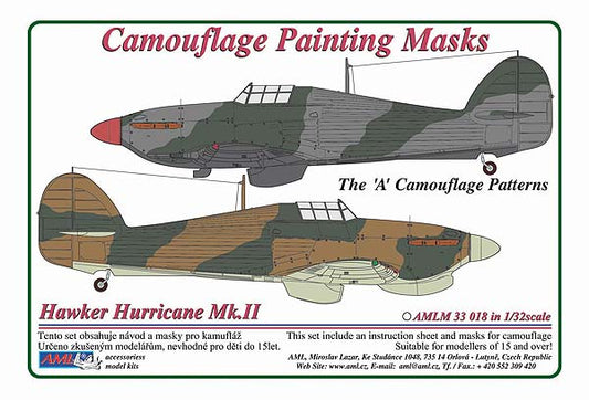 AML AMLM33018 1:32 Hawker Hurricane Mk.II The "A" camouflage pattern paint masks