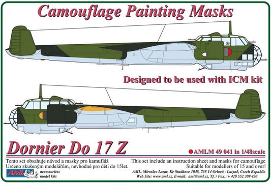 AML AMLM49041 1:48 Dornier Do-17Z camouflage pattern paint masks