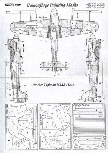 AML AMLM49015 1:48 Hawker Typhoon Mk.Ib Late version camouflage masks