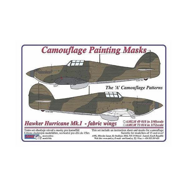 AML M49018 Hurricane Mk.I Fabric Wings 'A' Camouflage Masks 1:48