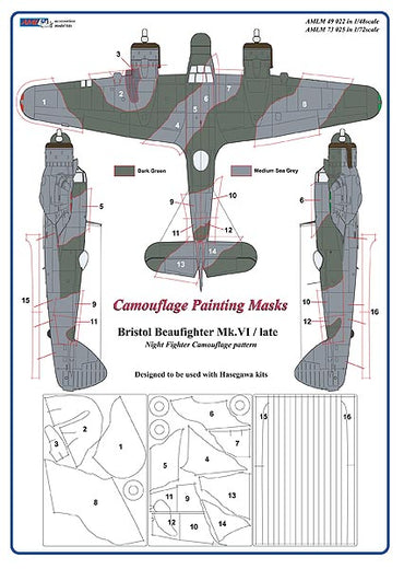 AML M49022 Bristol Beaufighter Mk.VI Night Fighter Masks 1:48