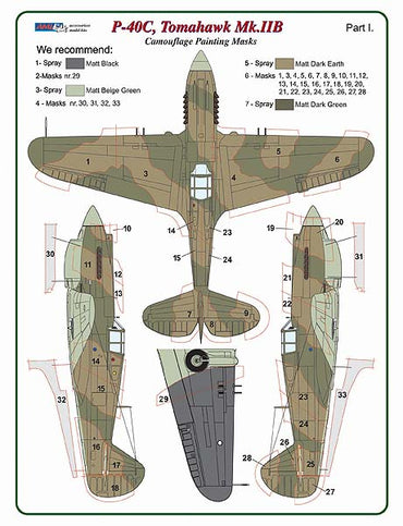 AML AMLM49035 1:48 Curtiss Tomahawk Mk.IIB/Part I camouflage pattern paint masks