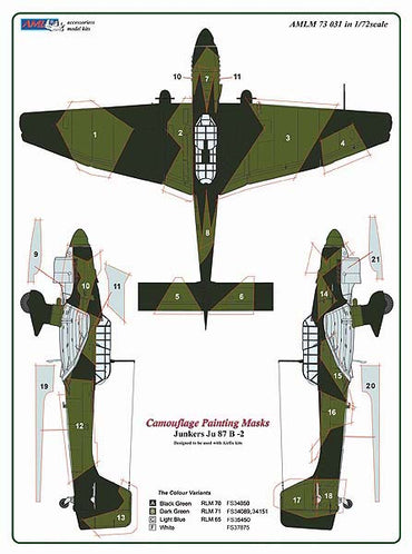 AML AMLM73031 1:72 Junkers Ju-87B-2 'Stuka' camouflage pattern paint masks