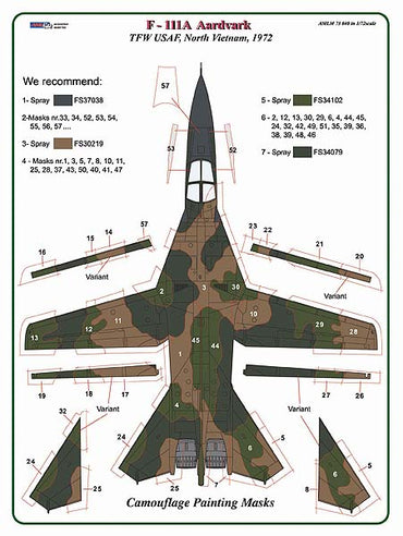 AML AMLM73040 1:72 General-Dynamics F-111A Aardvark camouflage mask
