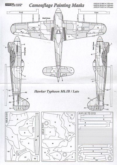 AML AMLM73011 1:72 Hawker Typhoon Mk.Ib/Late version camouflage masks
