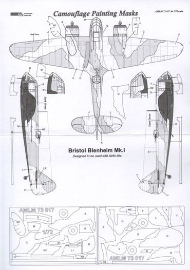 AML AMLM73017 1:72 Bristol Blenheim Mk.I camouflage pattern paint masks
