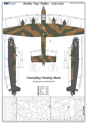 AML M73024 Halifax Mk.I/II Early Camouflage Paint Masks 1:72