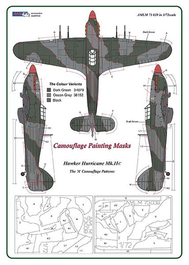 AML AMLM73039 1:72 Hawker Hurricane Mk.II The "A" camouflage pattern paint masks