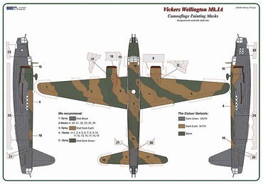 AML AMLM73042 1:72 Vickers Wellington Mk.IA/C camouflage pattern paint masks
