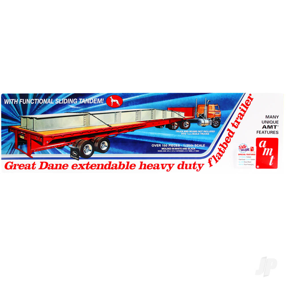 AMT 1111 Great Dane Extendable Flat Bed Trailer 1:25 Model Kit