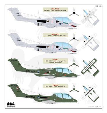AOA Decals AOA32008 1:32 USAF & USMC North-American/Rockwell OV-10A Broncos