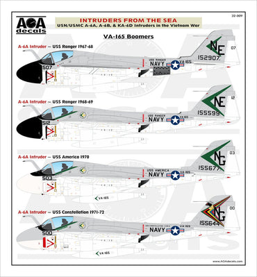 AOA 32009 USN/USMC A-6A/B/KA-6D Intruder Vietnam Decals 1:32