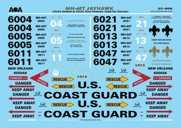 AOA Decals AOA35008 1:35 Sikorsky MH-60T JAYHAWK CGAS Kodiak & CGAS New Orleans