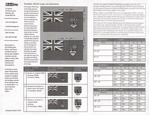 Aviaeology 48C51 RCAF Red Ensign & Shield Tail Markings 54-65 1:48