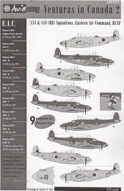 Aviaeology AOD72031 1:72 Lockheed PV-1 Ventura in Canada RCAF Eastern Air Cmd