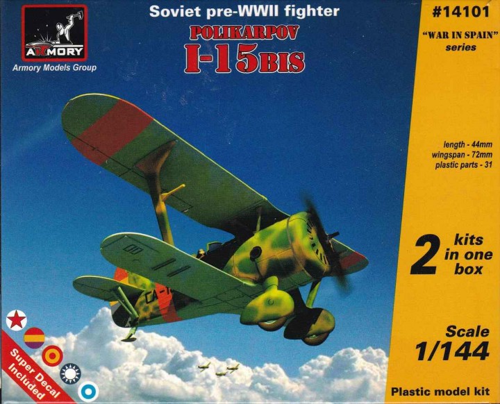 Armory 14101 Polikarpov I-15bis Soviet Fighter (2-Kit Set) 1:144
