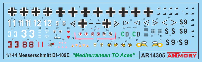 Armory 14305 Bf-109E-4/E-7 Mediterranean Theatre Aces 1:144