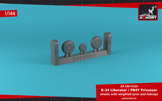 Armory 14320 B-24/PB4Y Weighted Wheels Cross Tread 1:144