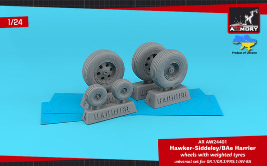 Armory 24401 Harrier/AV-8A Weighted Wheels 1:24