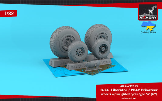 Armory 32313 B-24 Liberator/PB4Y Weighted Wheels Type A 1:32