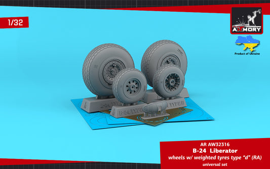 Armory ARAW32316 1:32 Consolidated B-24 Liberator wheels with Wtd tyres type D