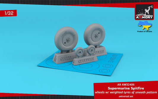 Armory 32406 Spitfire Smooth Weighted Wheels Covered Hubs 1:32