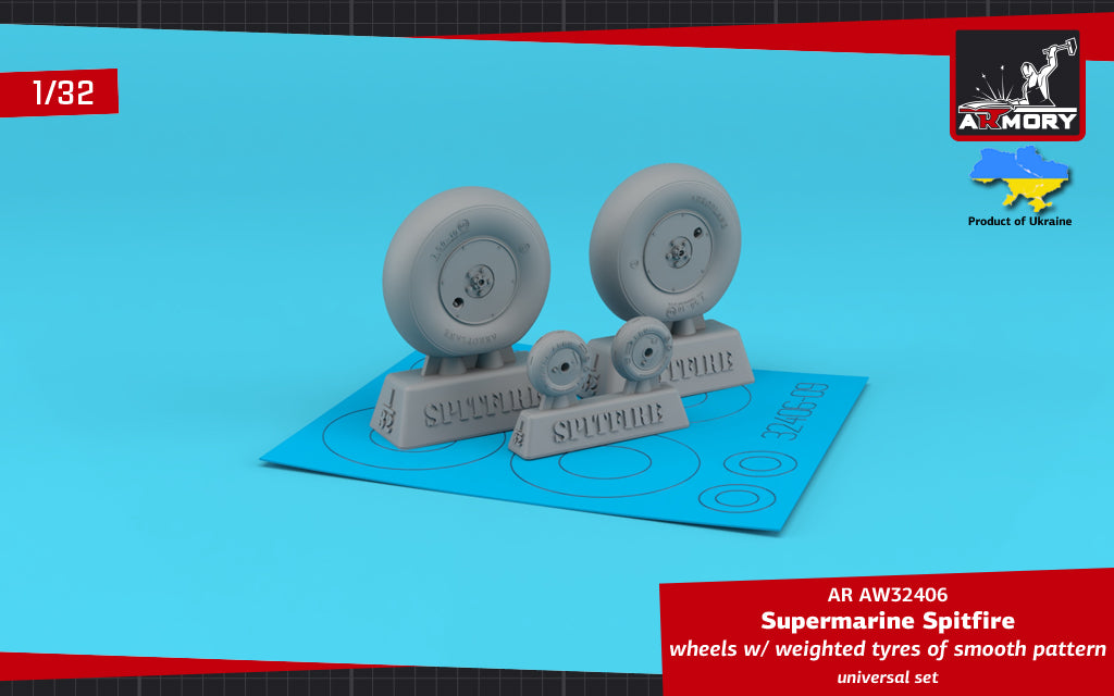 Armory 32406 Spitfire Smooth Weighted Wheels Covered Hubs 1:32