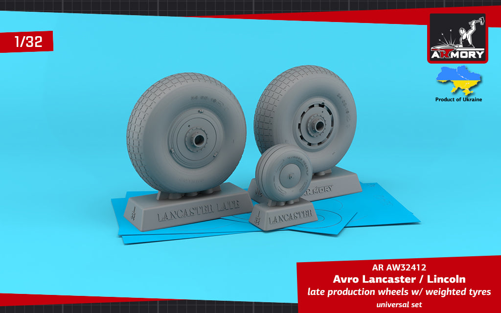 Armory ARAW32412 1:32 Avro Lancaster/Lincoln wheels late type with Wtd tyres
