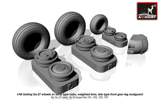 Armory 48020B Su-27 Flanker Early Hub Weighted Wheels 1:48
