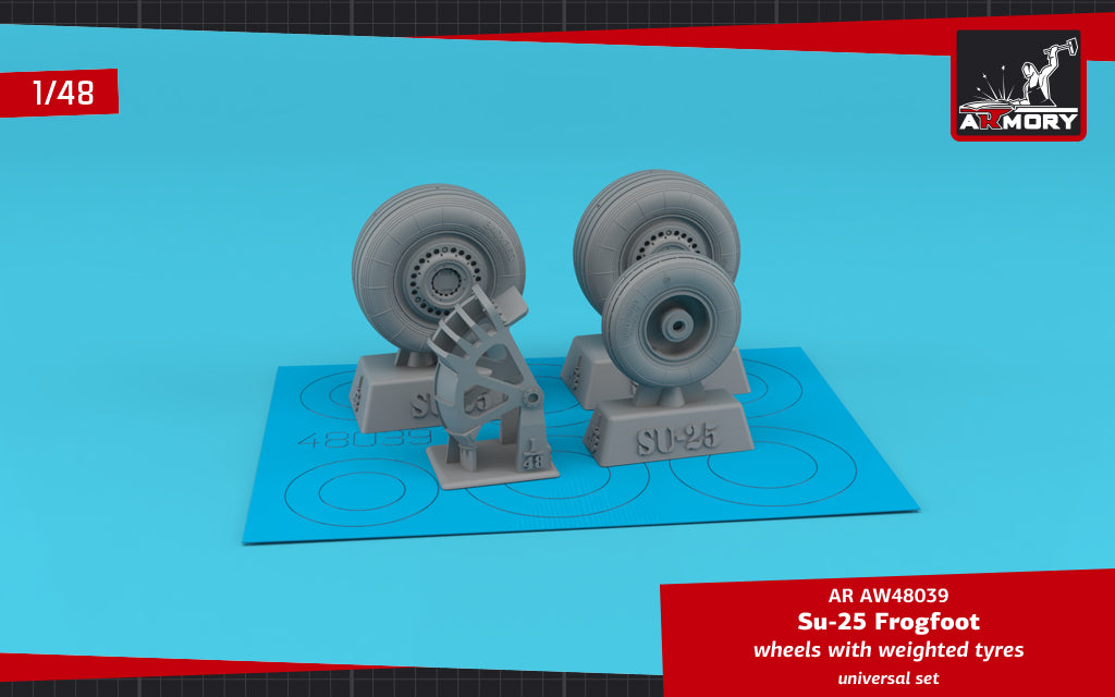 Armory ARAW48039 1:48 Sukhoi Su-25 Frogfoot wheels with Wtd tires & mudguard