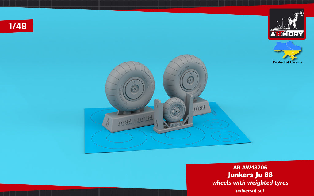 Armory ARAW48206 1:48 Junkers Ju-88 late wheels with Wtd tires & masks