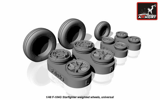 Armory ARAW48312 1:48 Lockheed F-104G Starfighter wheels with weighted tyres