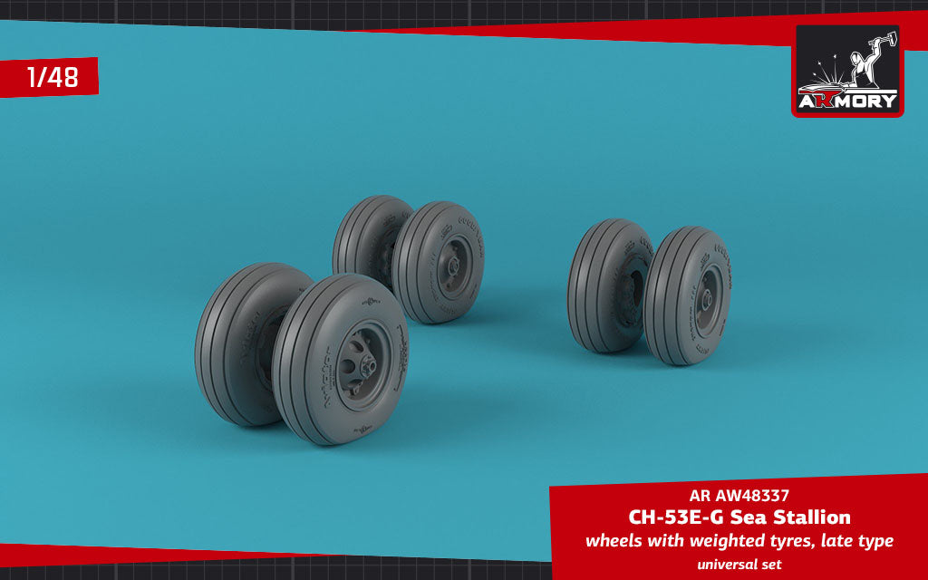 Armory ARAW48337 1:48 Sikorsky CH-53E-G Sea Stallion wheels with Wtd tires, late