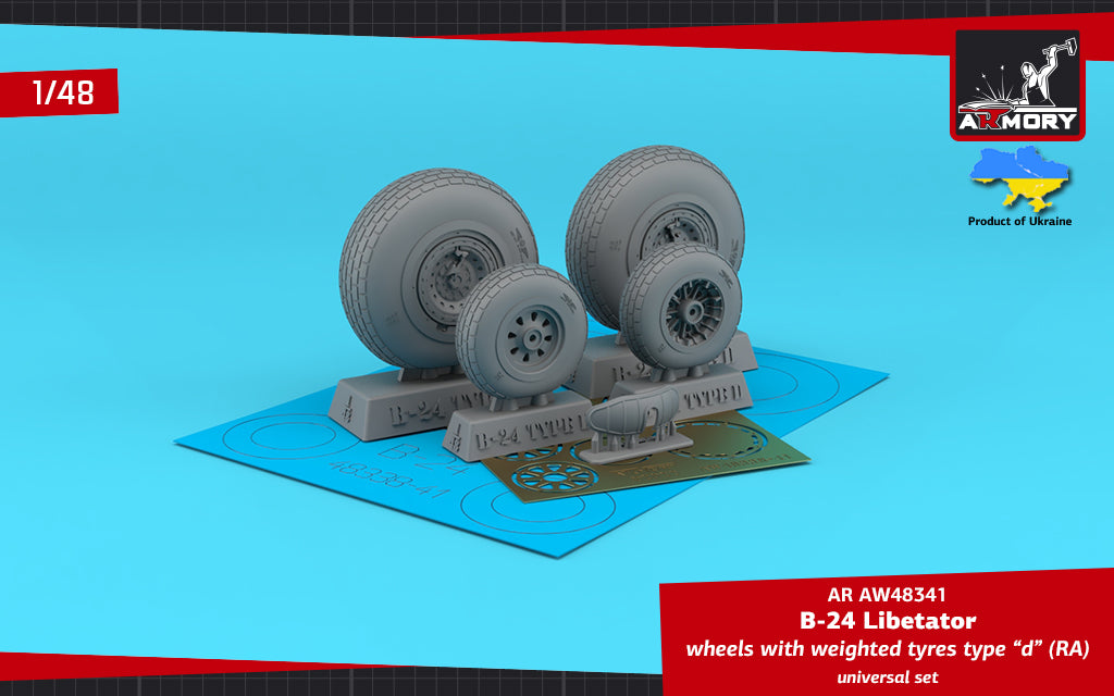 Armory ARAW48341 1:48 Consolidated B-24D/B-24J Liberator with Wtd tyres type D