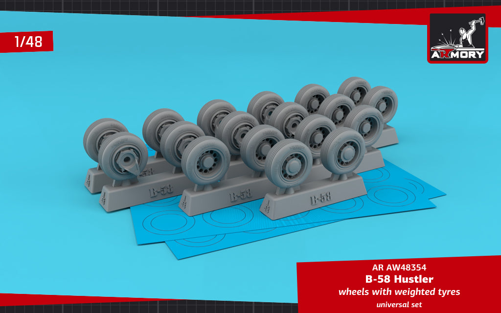 Armory ARAW48354 1:48 Convair B-58 Hustler wheels with weighted tyres