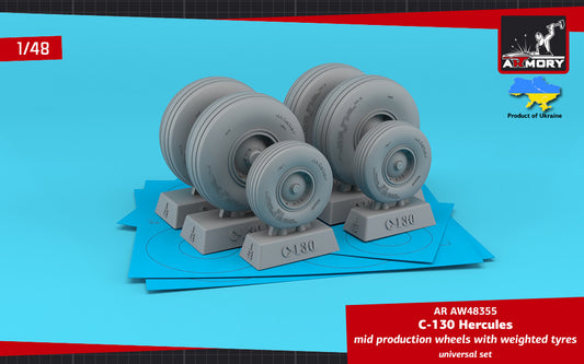 Armory ARAW48355 1:48 Lockheed C-130 Hercules Mid Type Weighted Effect Tyres