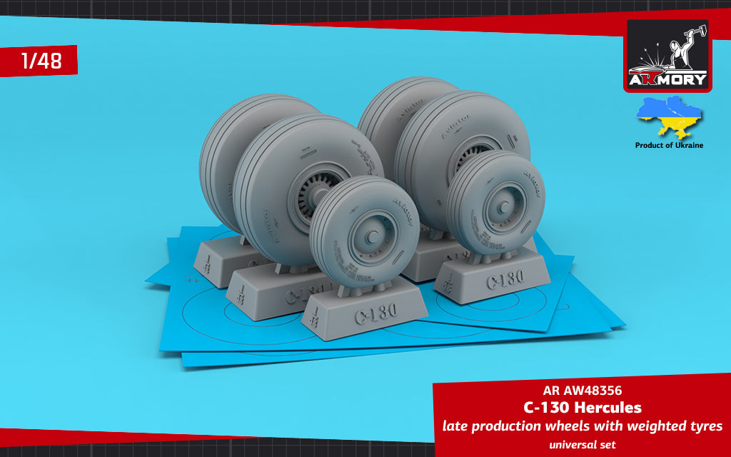 Armory ARAW48356 1:48 Lockheed C-130 Hercules Late Type Weighted Effect Tyres