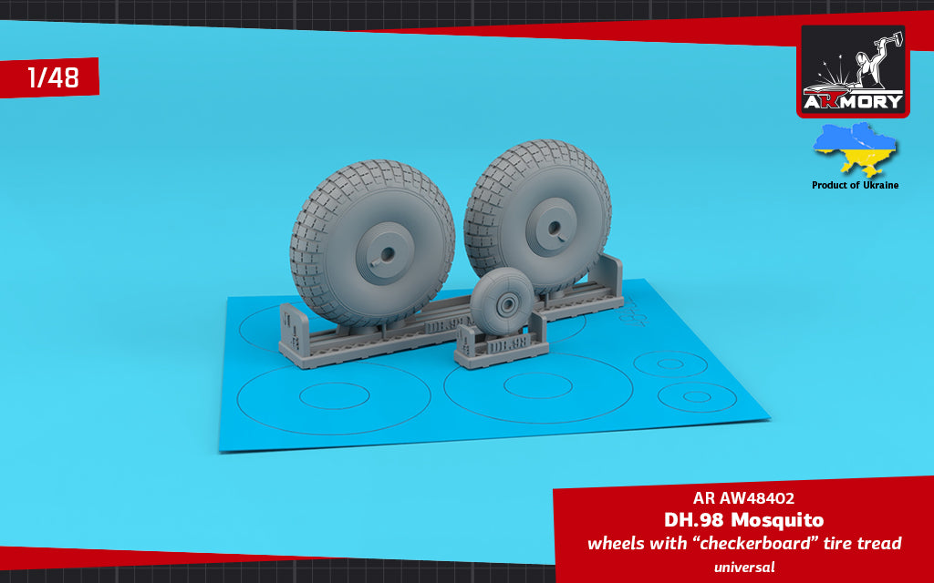 Armory ARAW48402 1:48 DH.98 Mosquito Checkerboard Pattern Weighted Tyres