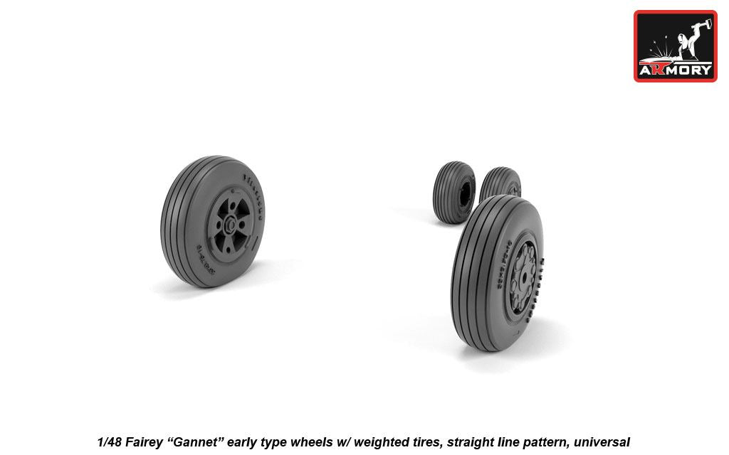Armory ARAW48410 1:48 Fairey Gannet Early Type Straight Pattern Weighted Tyres