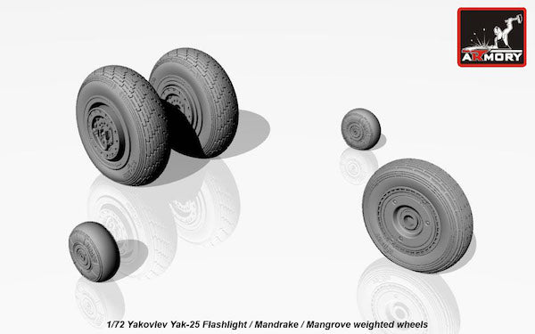 Armory ARAW72046 1:72 Yak-25 Flashlight / Mandrake / Mangrove Weighted Tyres