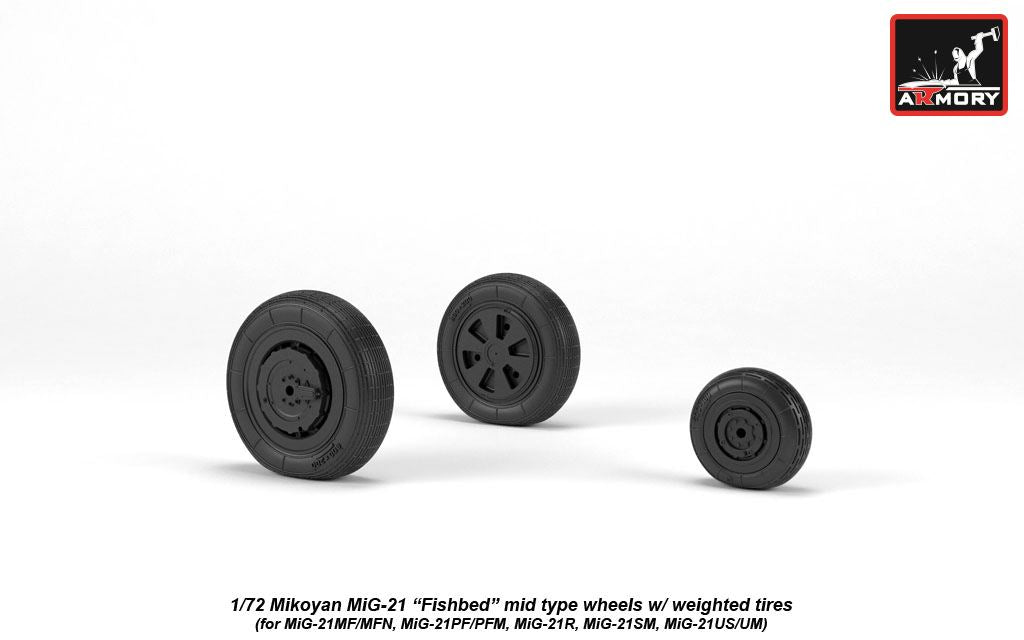 Armory ARAW72049 1:72 MiG-21 Fishbed Mid Weighted Tyres for MF/PFM/R/UM
