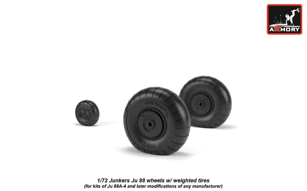Armory ARAW72202 1:72 Junkers Ju-88 late wheels with weighted tires/tyres