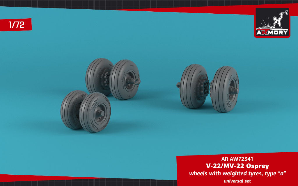 Armory ARAW72341 1:72 Bell-Boeing OV-22 Osprey wheels with Wtd tires type "A"