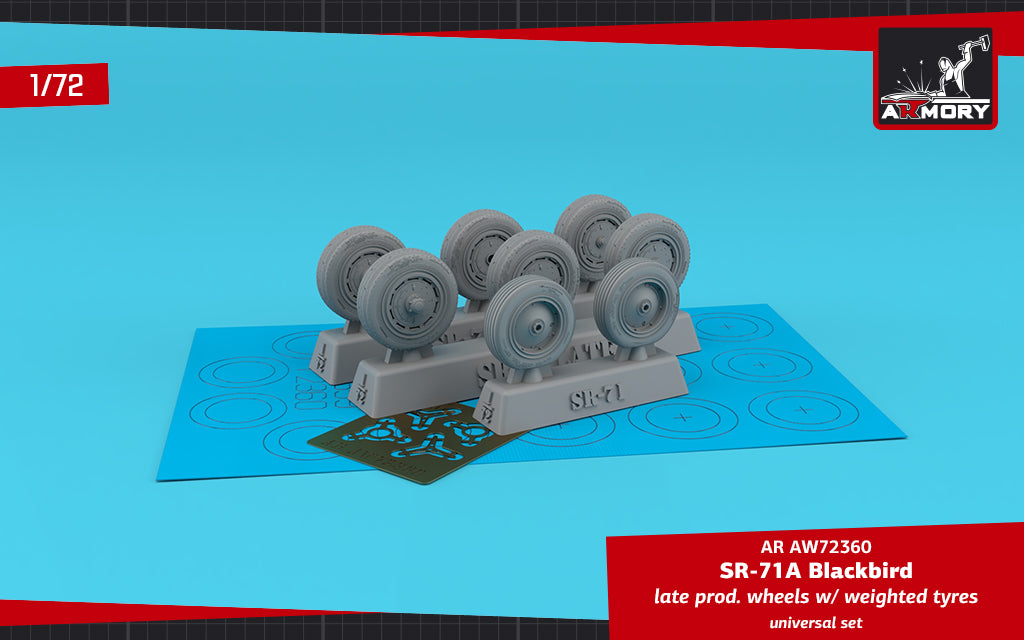 Armory ARAW72360 1:72 Lockheed SR-71A Blackbird late type wheels with Wtd tires