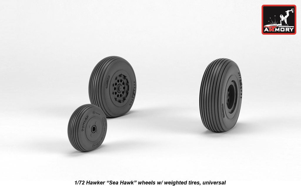 Armory ARAW72417 1:72 Hawker Sea Hawk wheels with weighted tires/tyres
