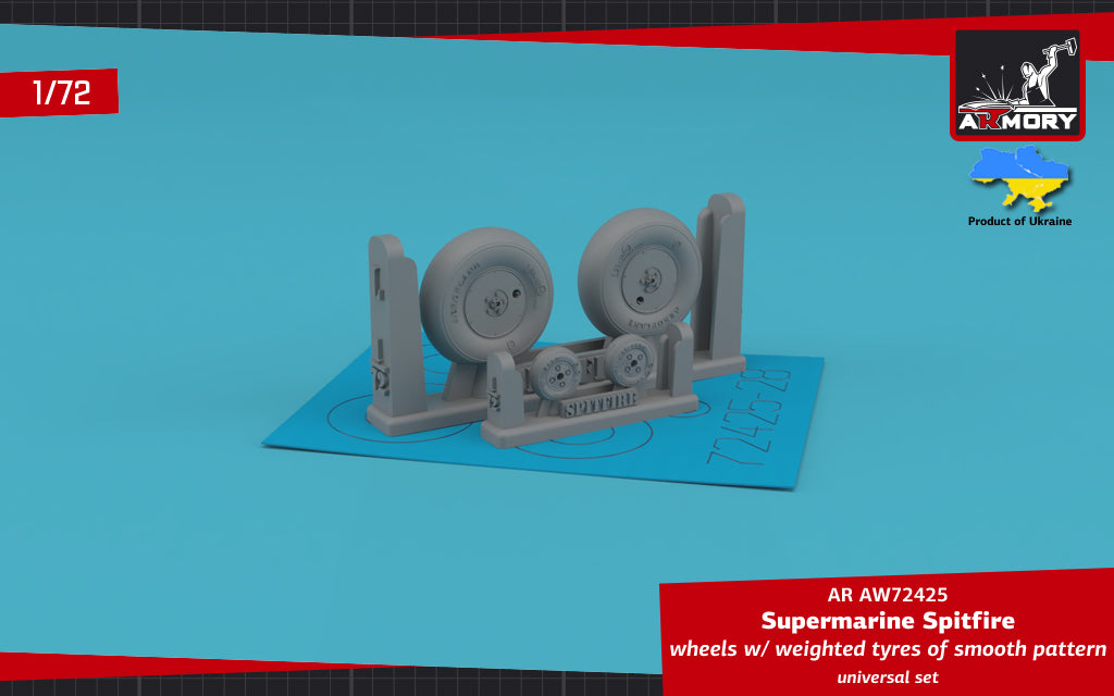 Armory ARAW72425 1:72 Spitfire Covered Hubs 3D-Printed Weighted Tyres