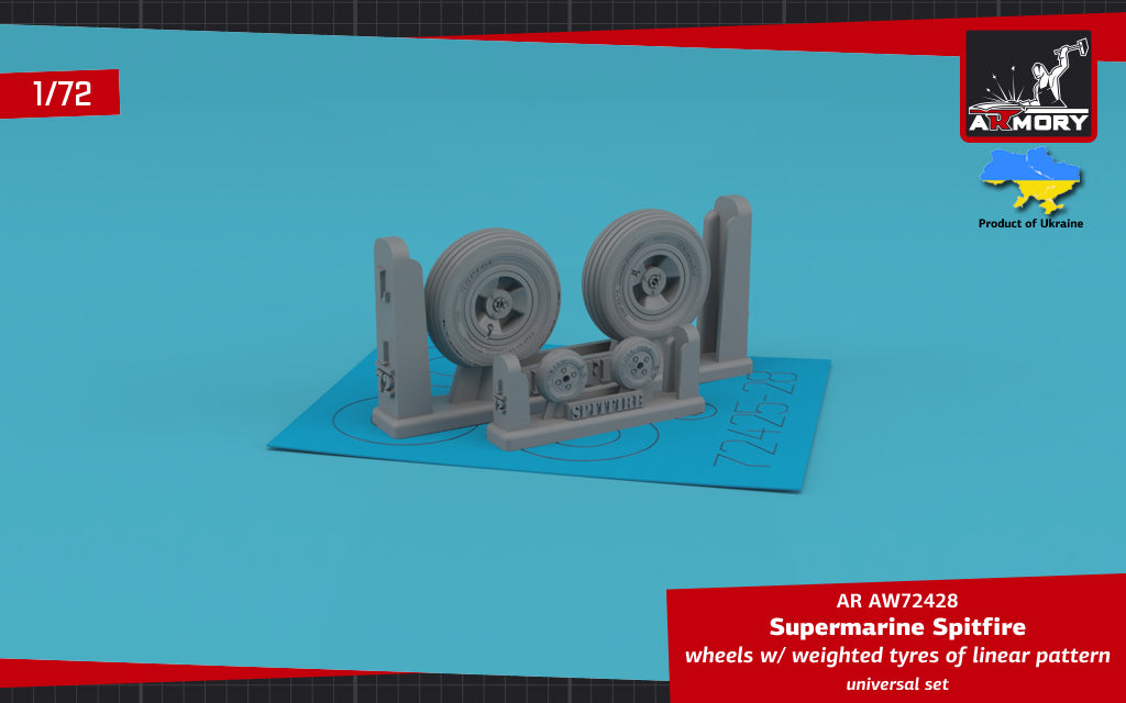 Armory ARAW72428 1:72 Spitfire Concentric Line & 3-Spoke Hubs Weighted Tyres