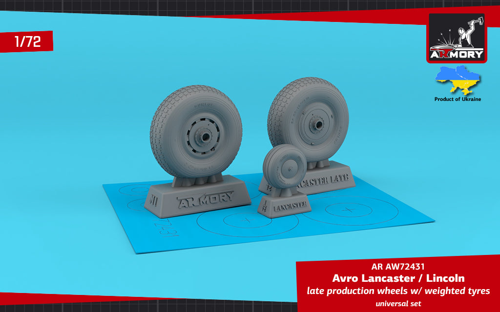 Armory ARAW72431 1:72 Avro Lancaster/Lincoln wheels late type with Wtd tyres