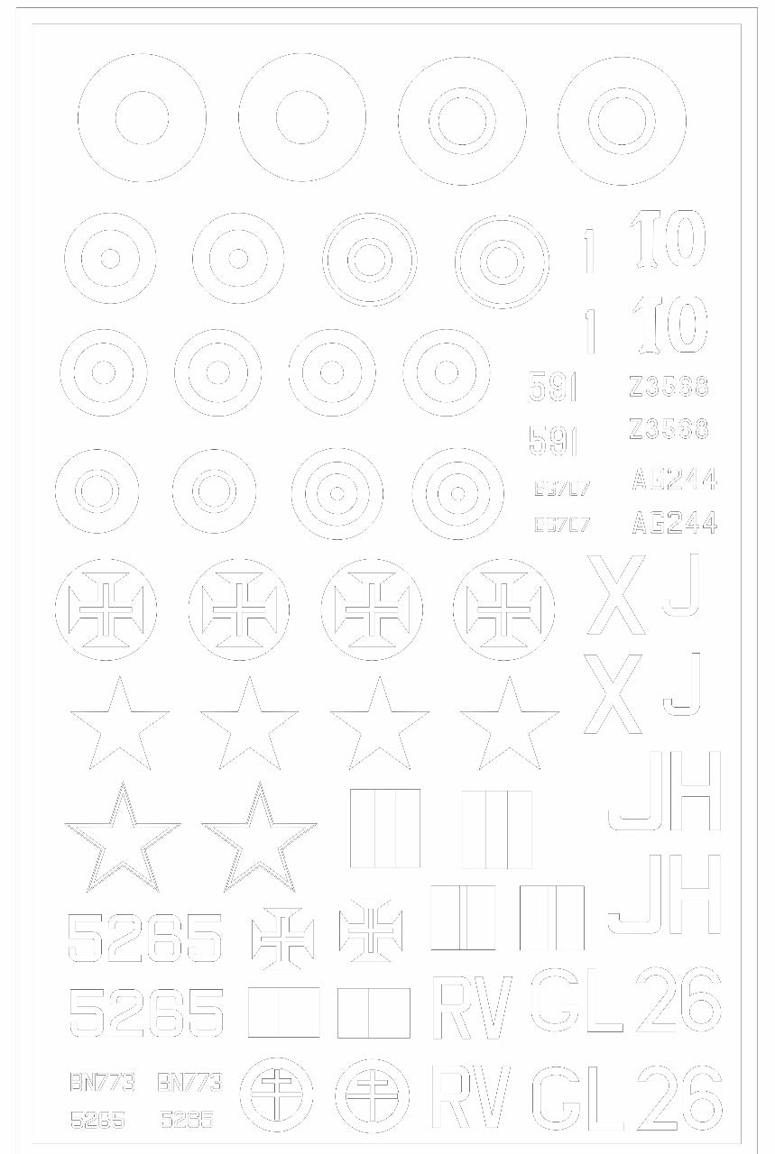 Artillery ARTM32004 1:32 Hawker Hurricane Mk.IIb Code & Insignia Masks